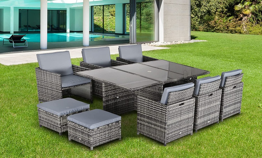 Image 11: 10-Seater Outsunny Rattan Garden Furniture Set with Cushions and Table