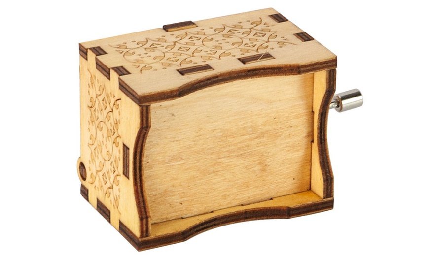 Image 4: Wooden Music Box Hand Crank Engraved Vintage Toy Kids Gift-You Are My Sunshine
