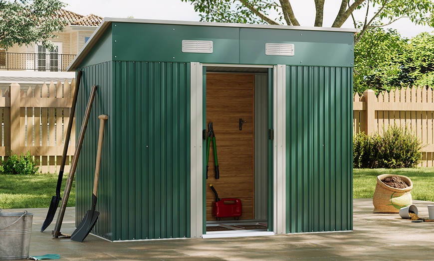 Image 1: Outdoor Garden Compact Metal Storage Shed