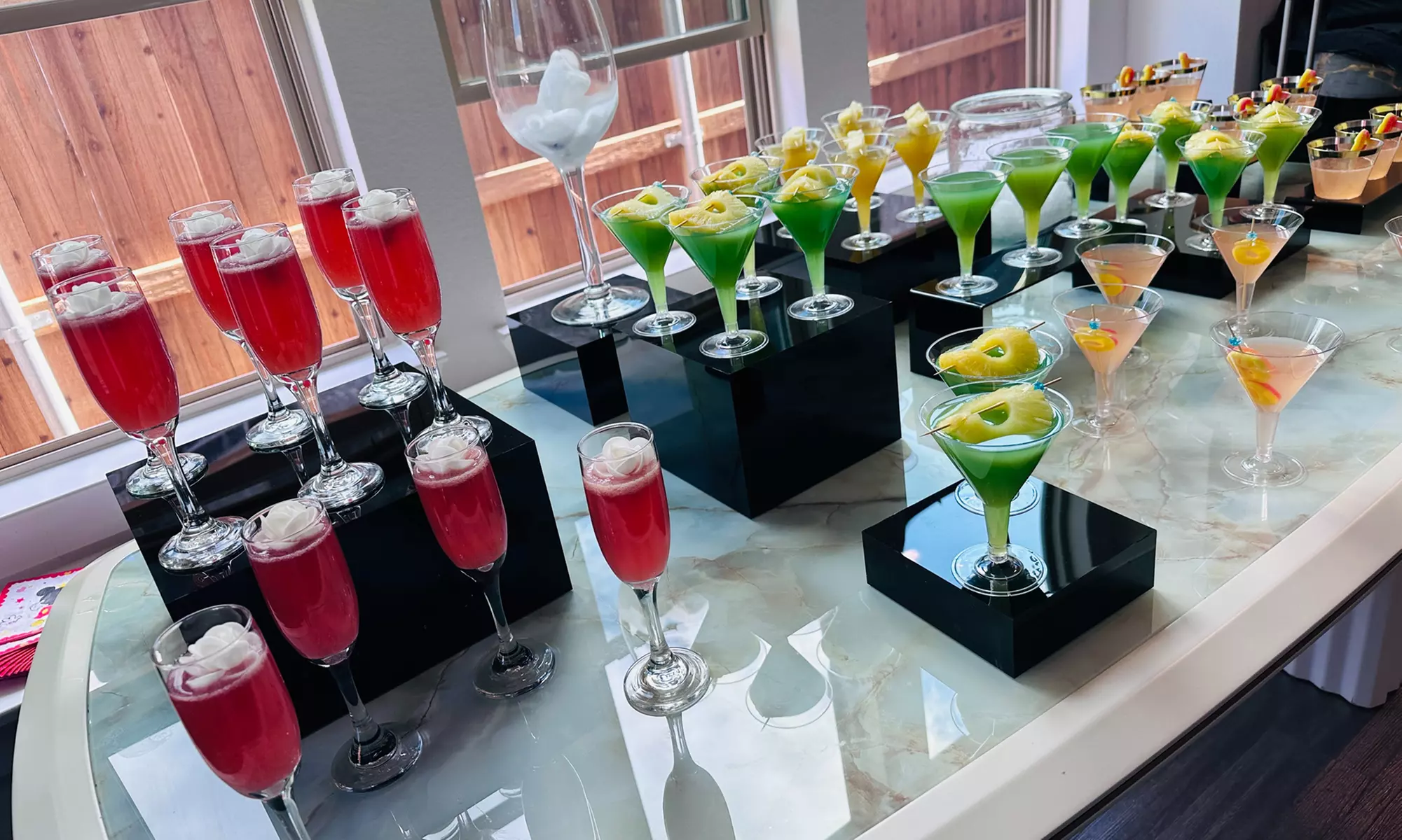 Smoky Cocktail Bar Setup for 50 or 100 Guests with Glassware & More