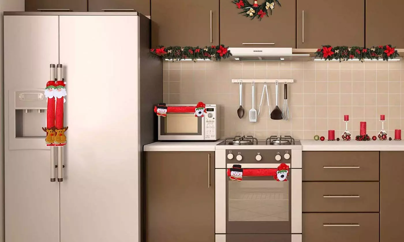 Christmas Fridge Door Handle Covers Set Protector Christmas Decorations