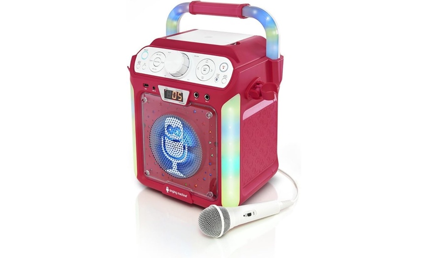 Image 7: Bluetooth and CD Karaoke Machine with LED Lights and Microphone