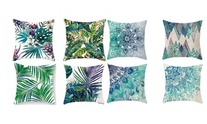 4-Pc Aqua Patterns Cushion Covers