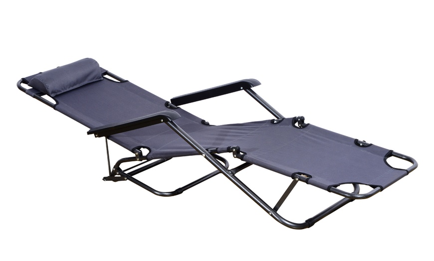 Image 14: Outsunny 2 in 1 Folding Sun Lounger Reclining Garden Chair