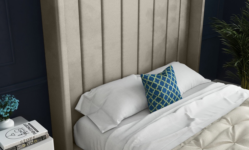 Image 3: Oxford Upholstered Soft Touch Plush Velvet Bed Frame