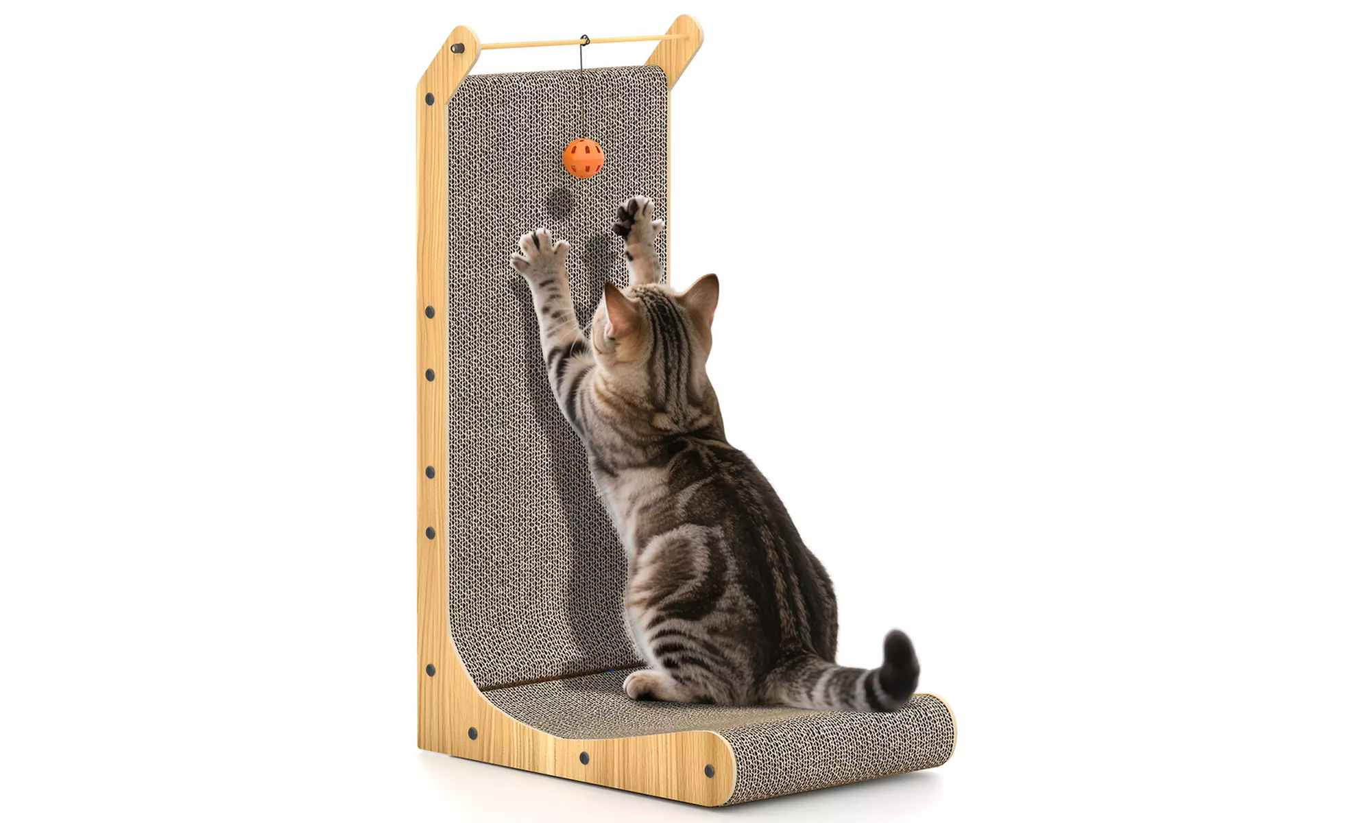 L-förmiges Kratzbrett mit Ball für Katzen