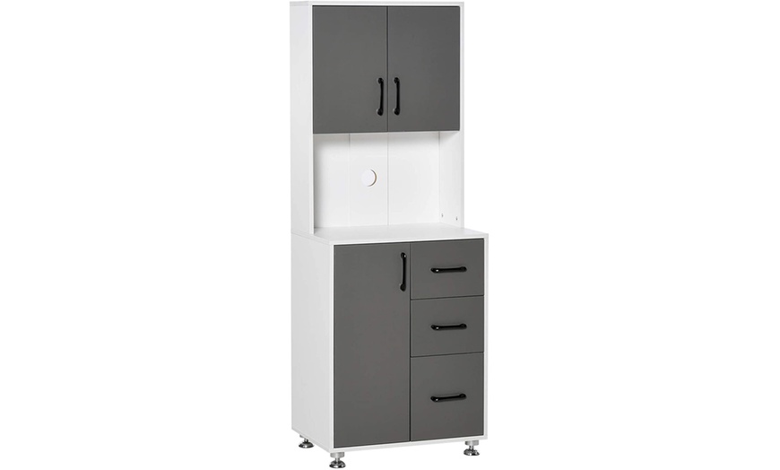 Image 4: HomCom Modern Kitchen Pantry Cabinet