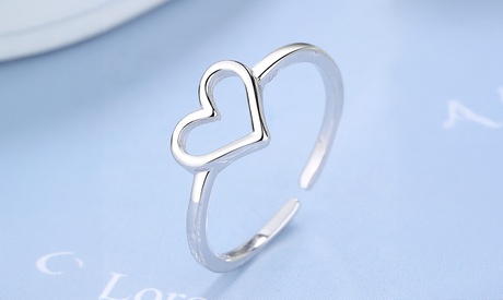 Sterling Silver Minimalist Heart Ring None Adjustable Sterling Silver