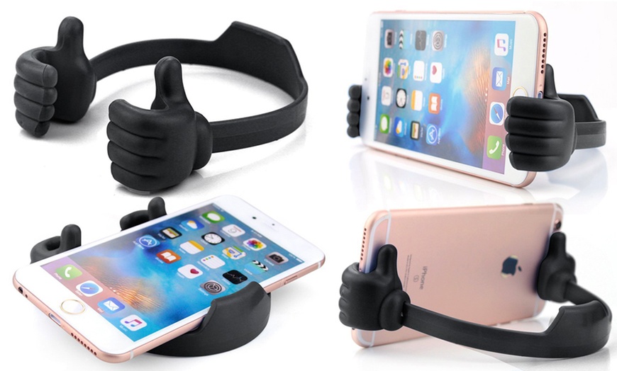 Image 2: One or Two Thumbs-Up Mobile Phone or Tablet Holders