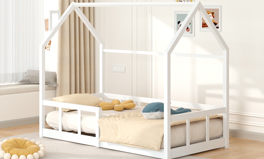 Image 2: Pine Wood Children House Bed Frame