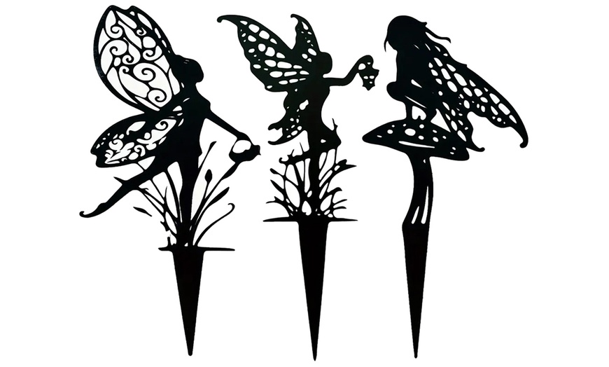 Image 2: 1 o 3 decorazioni da giardino in metallo raffiguranti una fata