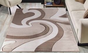 Swirl Design Modern Soft Hand-Carved Rug