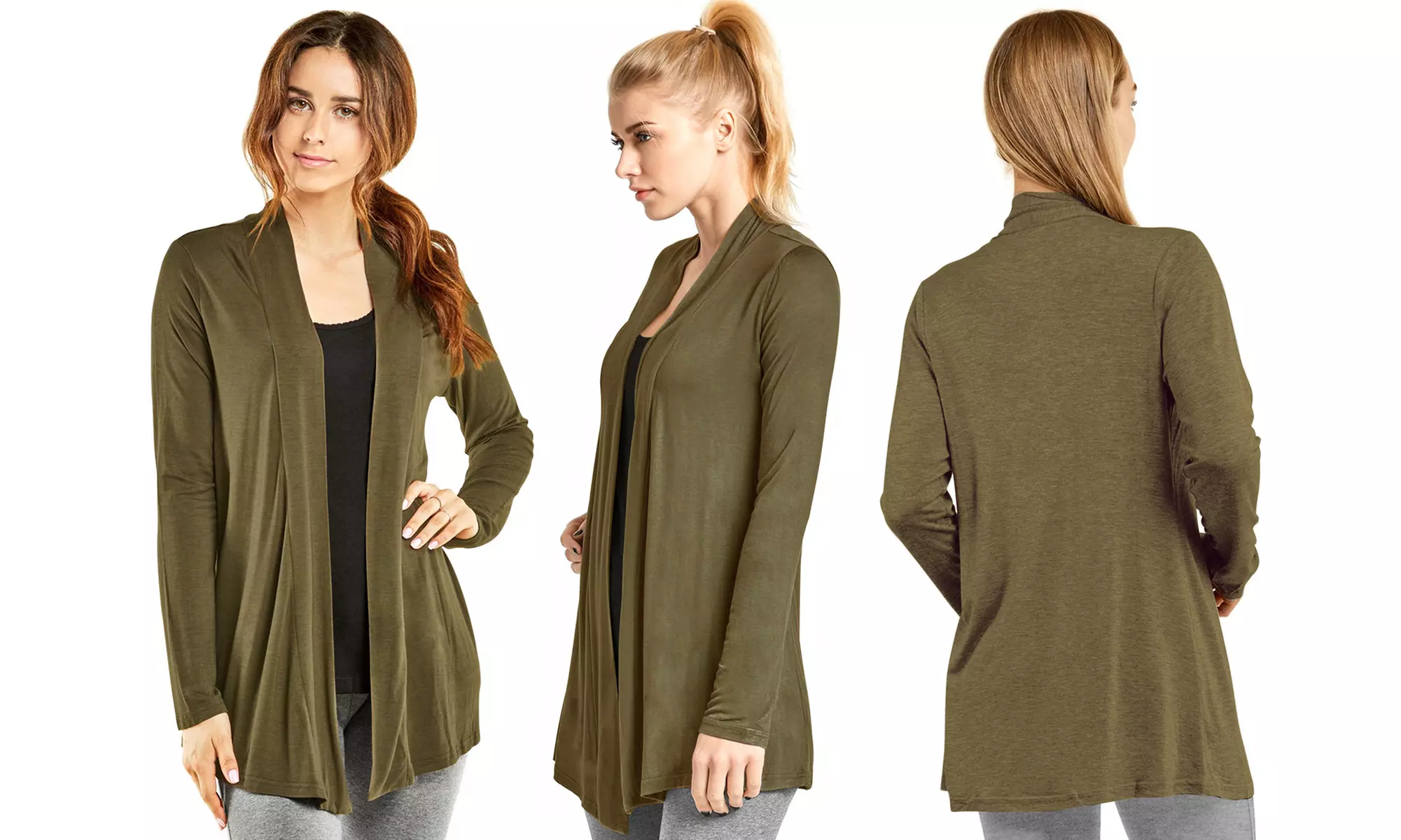 Women's Casual Long Sleeve Open Front Lightweight Drape Cardigan