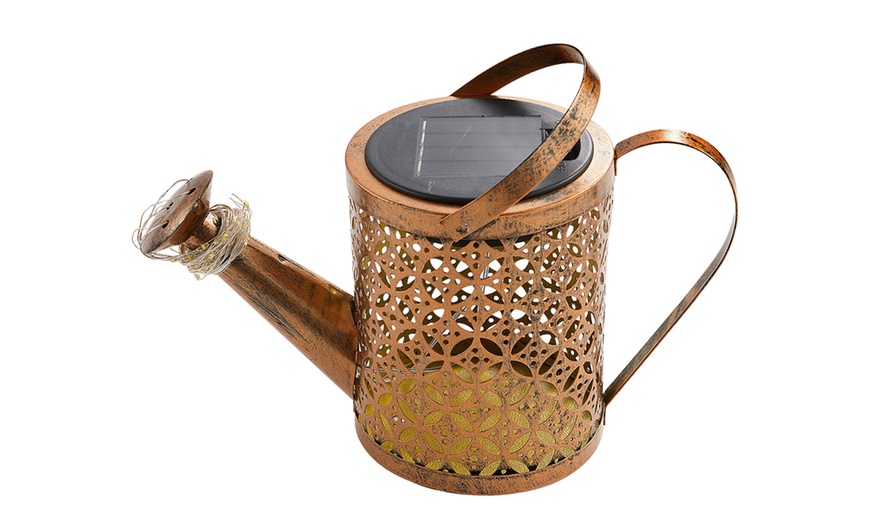 Image 4: Solar Watering Can Light - Warm White LED Rainfall Effect Garden Stake