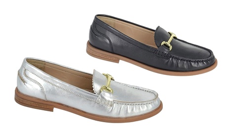 Cipriata Women's Silver Leather Slip-On Loafers: /Uk 7