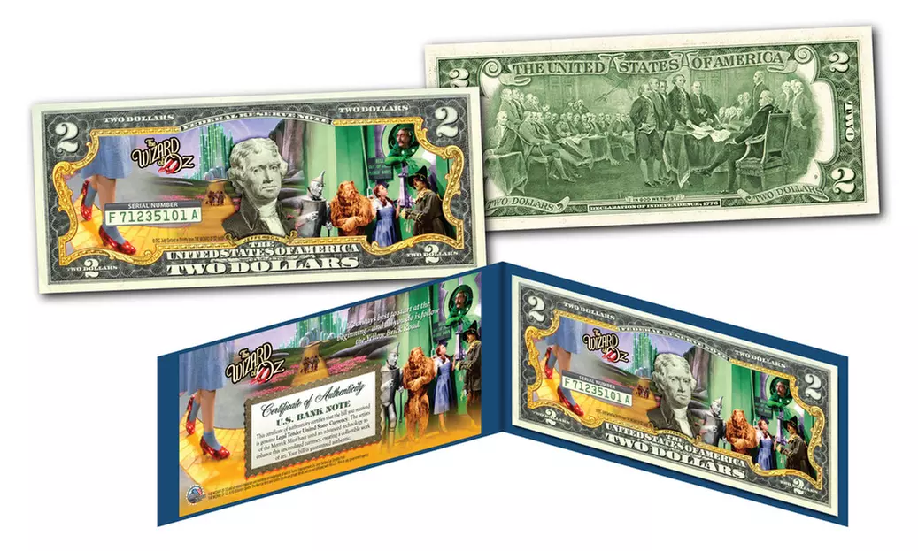 Wizard of Oz  YELLOW BRICK ROAD Official Legal Tender U.S. Two-Dollar Bill - Primary Image