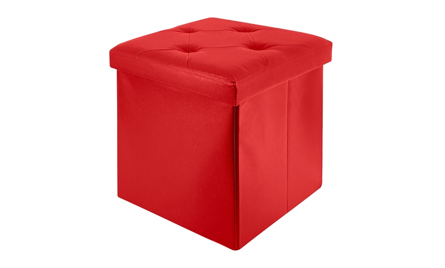 Image 5: Soft Upholstered Pouf with Hidden Storage