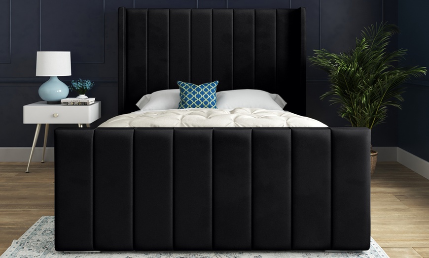 Image 14: Oxford Upholstered Soft Touch Plush Velvet Bed Frame