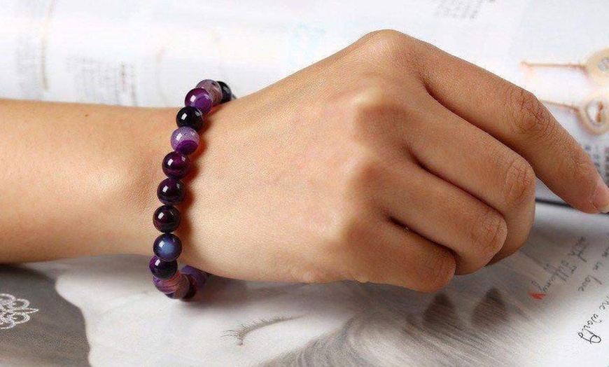 Image 3:  One or Two Violet Agate Stone Bracelets
