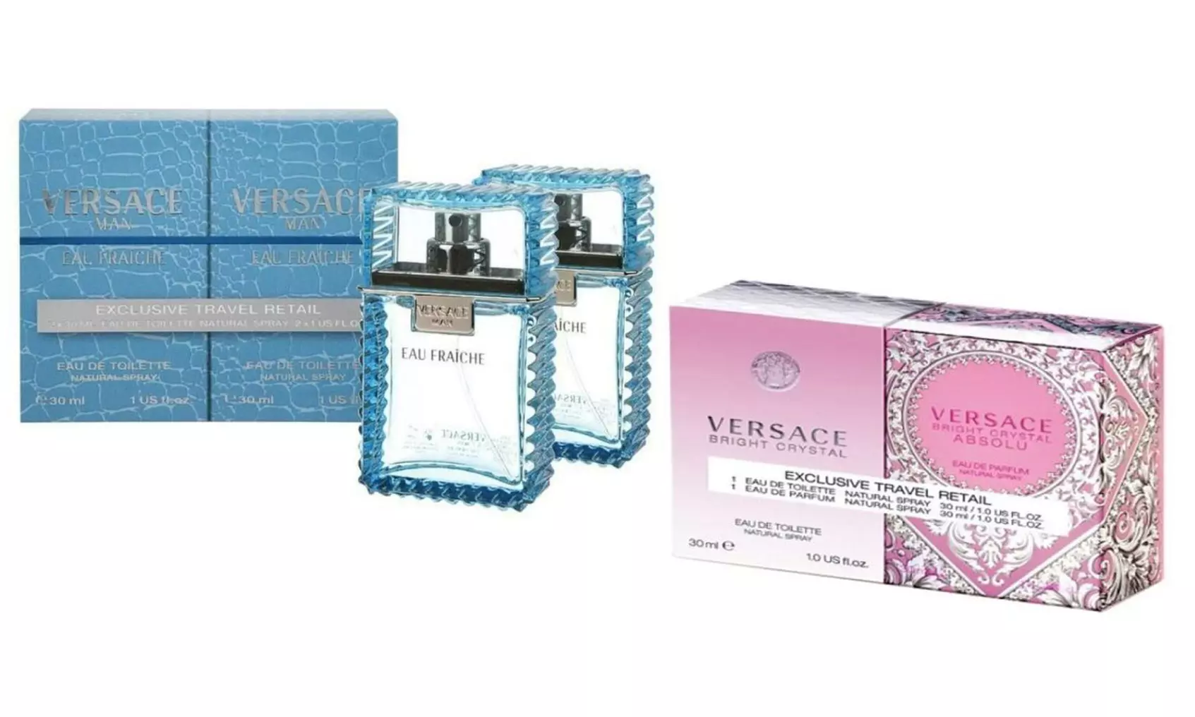 Pack di 2 flaconi di fragranze Versace per uomo o donna