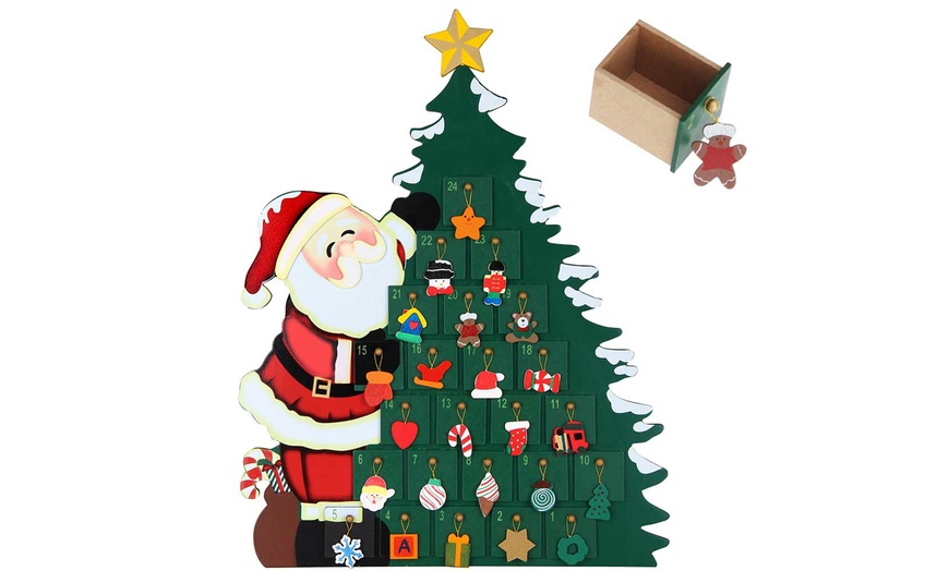 Image 2: Calendario dell'Avvento natalizio in legno Bakaji
