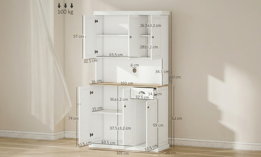Image 5: HomCom Freestanding Kitchen Storage Cabinets
