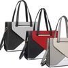 Image 1: Women PU Leather Classy Contrast Panel Shoulder Bag