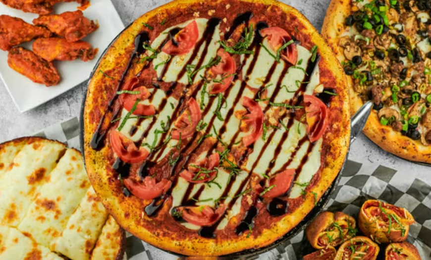 Image 1: $25 or $50 to Spend on Food and Drinks or Two Large 14-Inch Pizzas