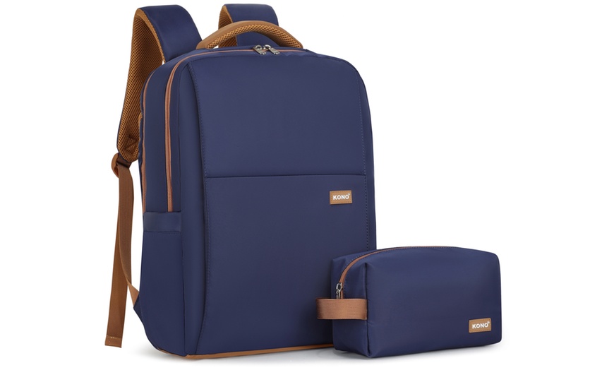 Image 16: Laptop-Rucksack mit USB-Ladefunktion und kleiner Reißverschlusstasche