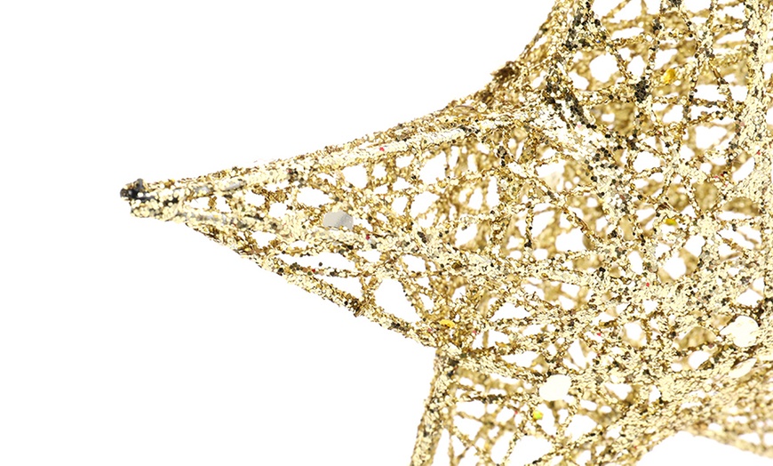 Image 7: Living And Home Christmas Star Sequins Tree Topper with LED Lights
