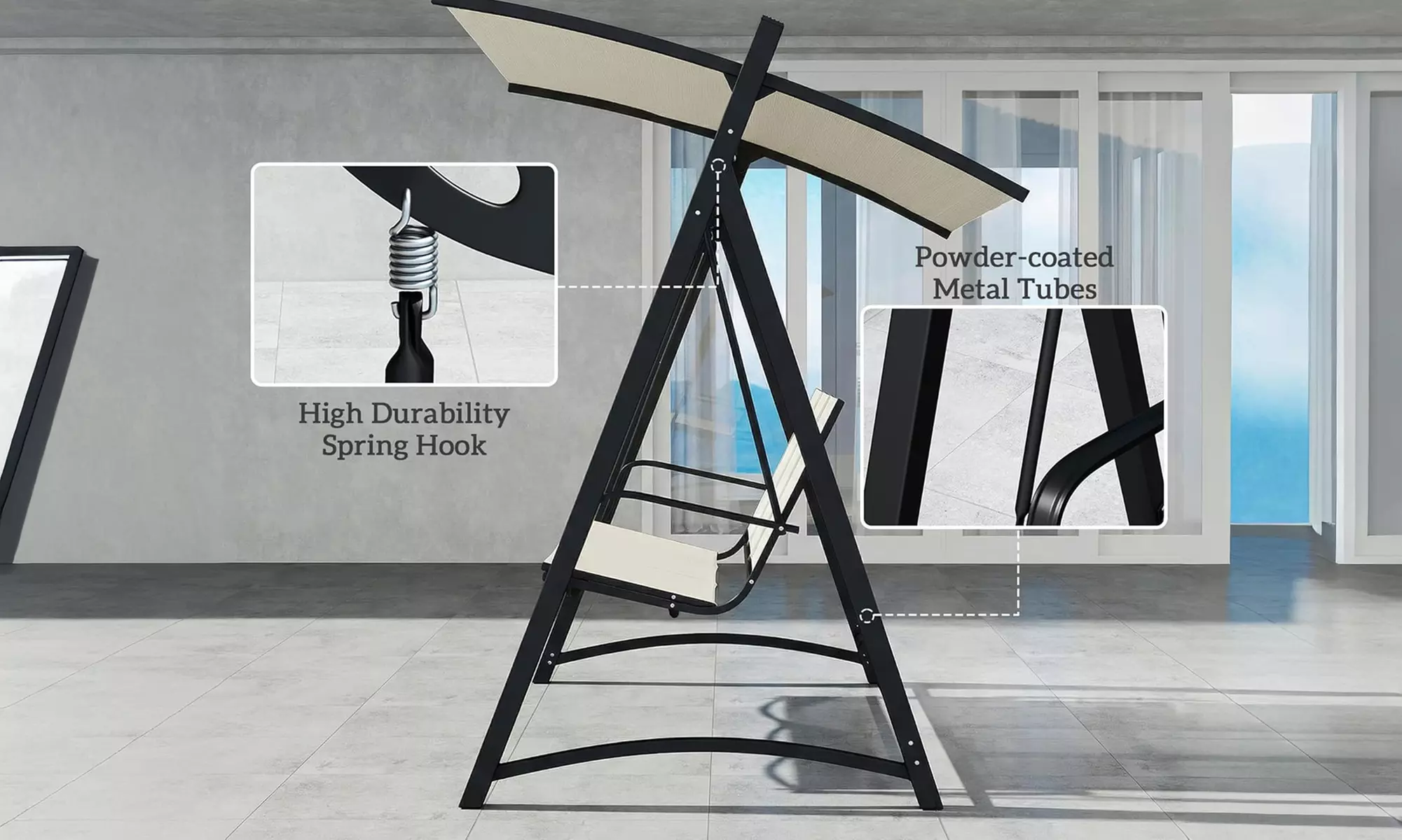 Outsunny 3-Seater Garden Swing Chair; Metal or Wooden Frame