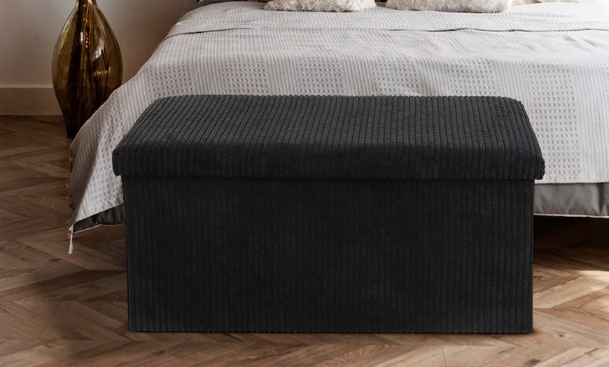 Image 22: Corduroy Storage Ottoman or Foldable Cube Footstool