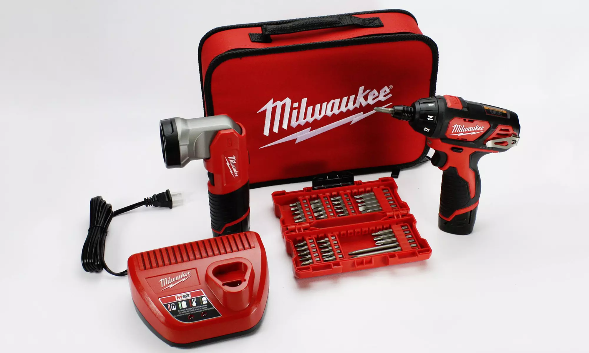 Milwaukee 12V Cordless 0.25" Screwdriver with Work Light and Bit Set - Primary Image