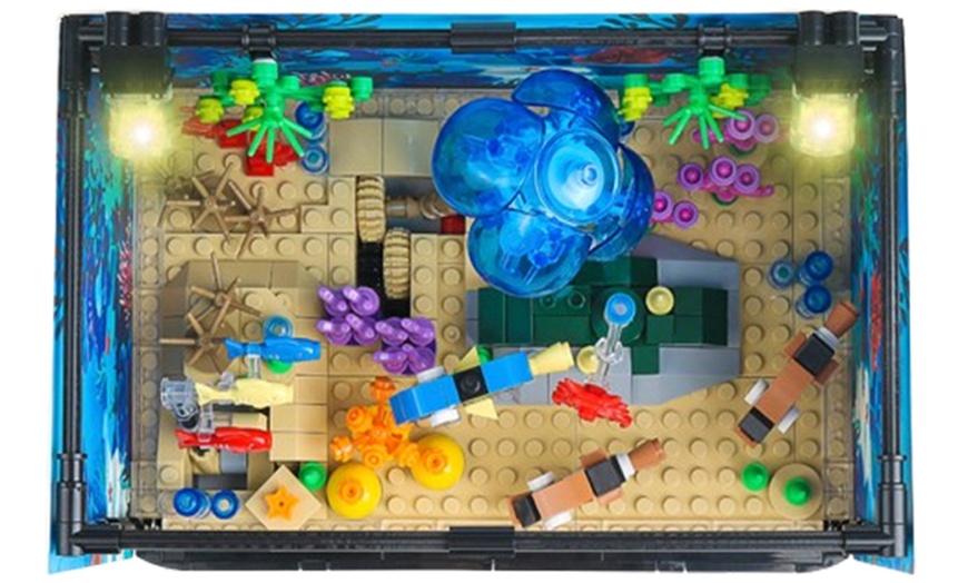 Image 3: LEGO Inspired Fish Tank Building Block Lighting Aquarium Set