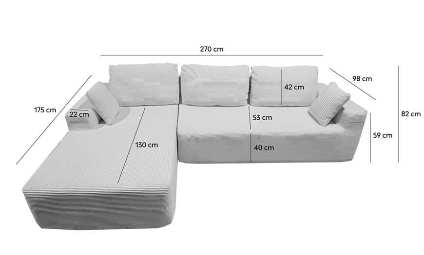 Image 8: Canapé d'angle "Preston" 3 places en velours côtelé de Kocoon