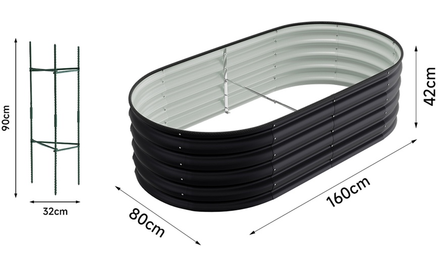 Image 7: Open-Bottom Sectioned Galvanized Steel Raised Garden Bed 160cm x 80cm