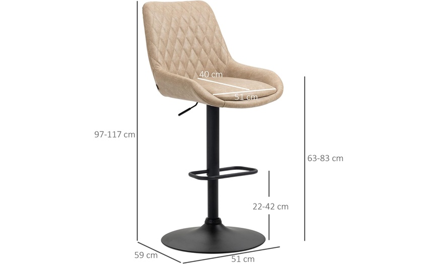 Image 21: HomCom Set of Two Bar Stools with Anti-Slip Foot Pads