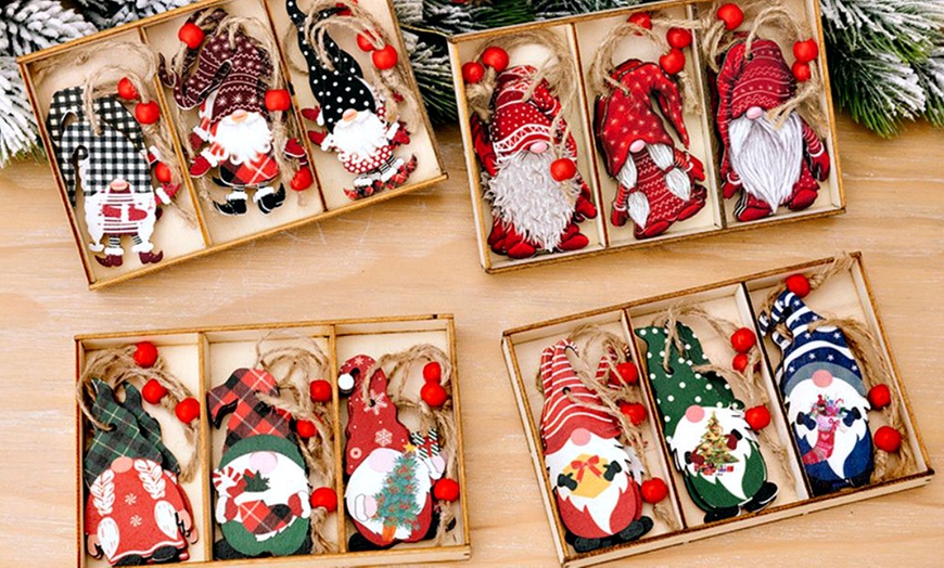 Image 1: Christmas Gift Cute Painted Wooden Ornament