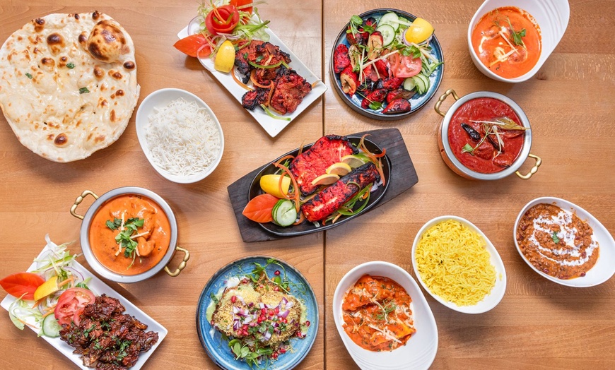 Image 1: Starter, Main, Rice or Naan, Dessert & Beer or Wine - Up to 4 People 