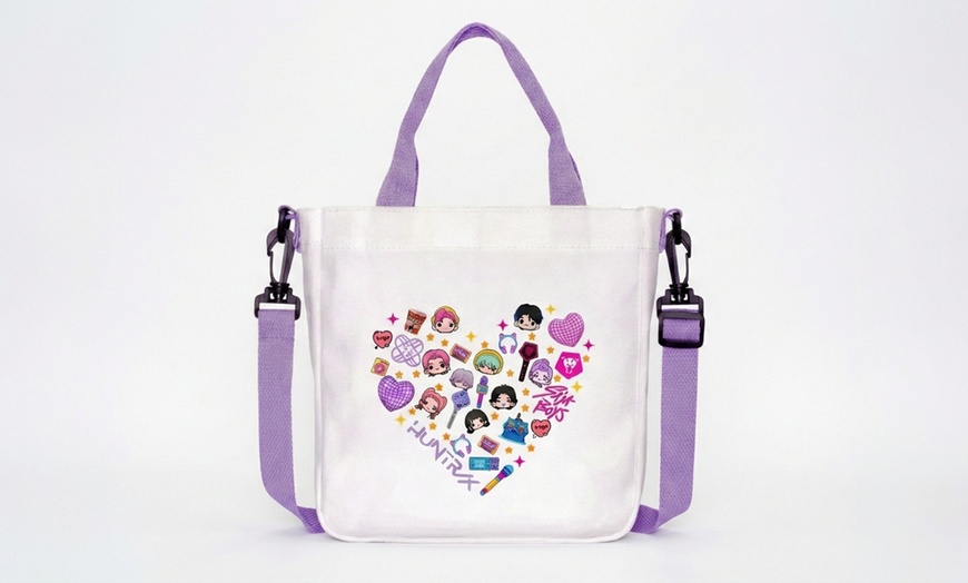 Image 6: Lightweight Purple Canvas Bag with Playful Design