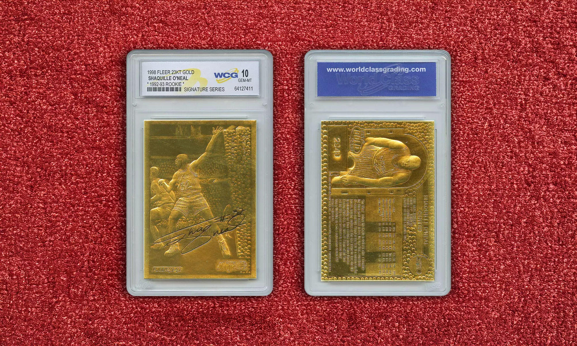 Shaquille O'Neal 1992-93 Fleer Rookie 23KT Gold '98 Card Signature Series GEM 10