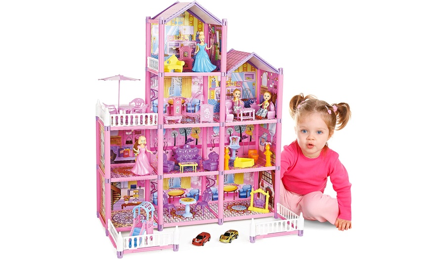 Image 8: 3D DIY Dollhouse Playset with Furniture and Figures for Kids