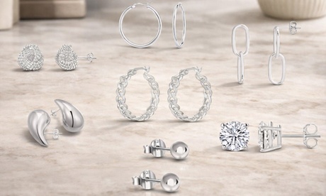7-Pack Italian Made 925 Sterling Silver Earring Set Silver Sterling Silver
