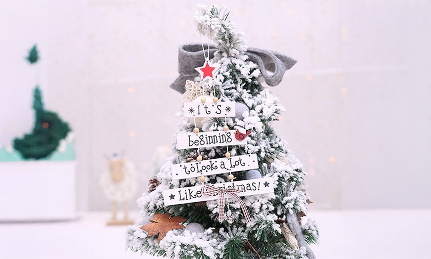 Image 6: Two or Four Christmas Tree Hanging Cards – Available in White and Grey