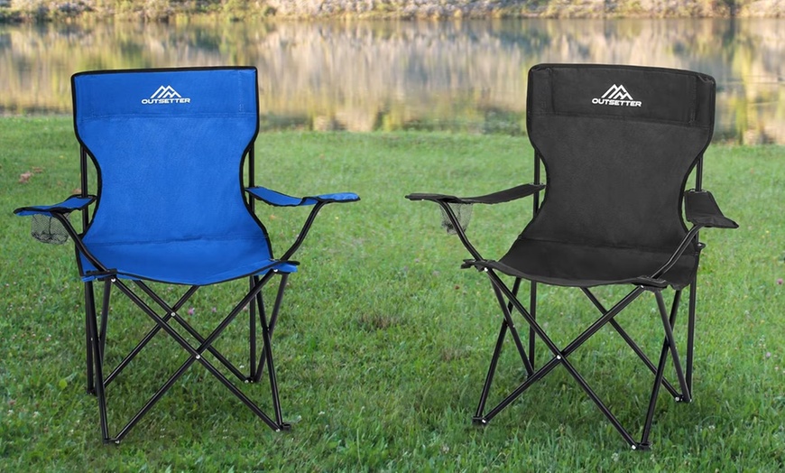 Image 1: Foldable Camping Chair with Cup Holder