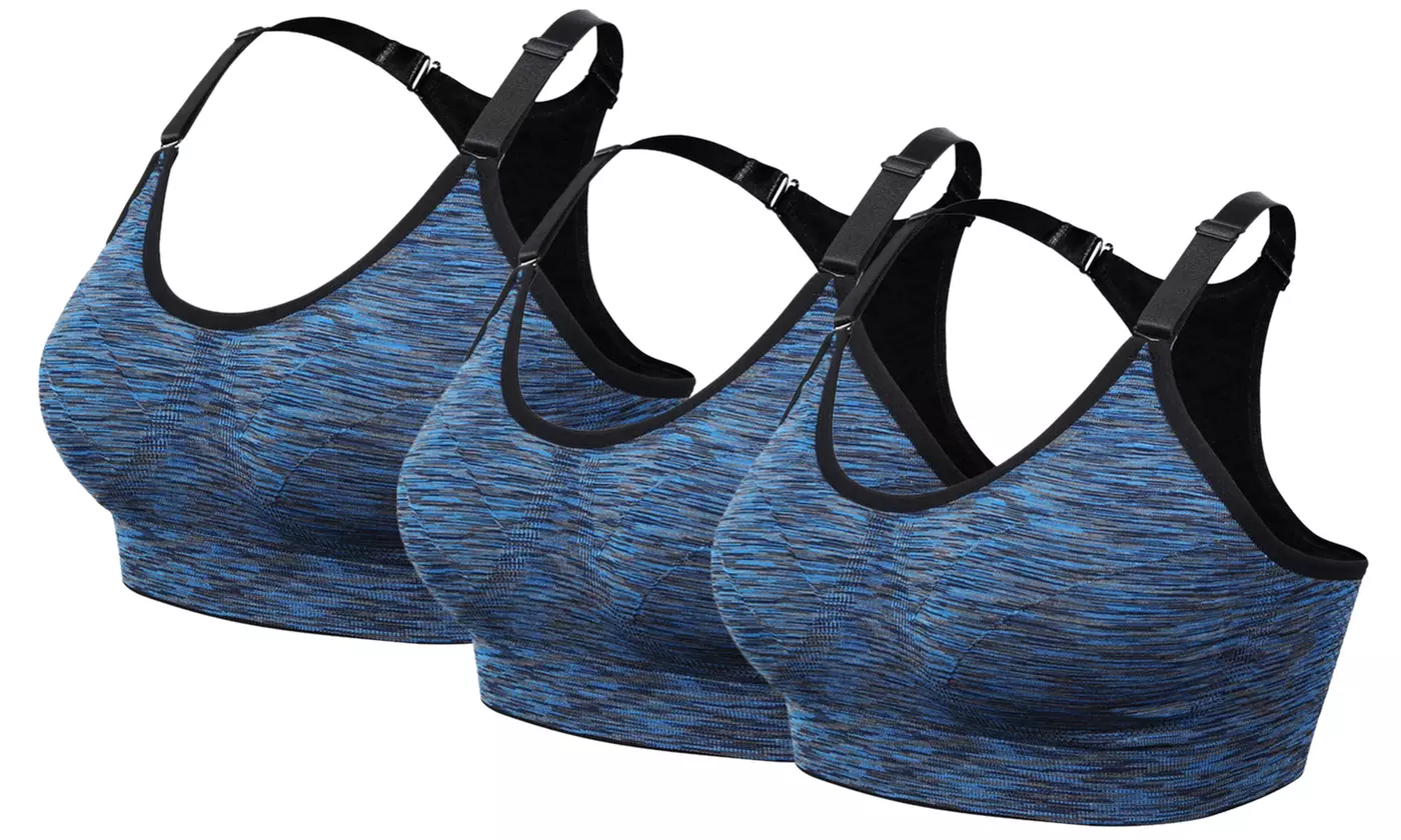 Women's Seamless Yoga Sport Bra Wirefree Padded Racerback Straps