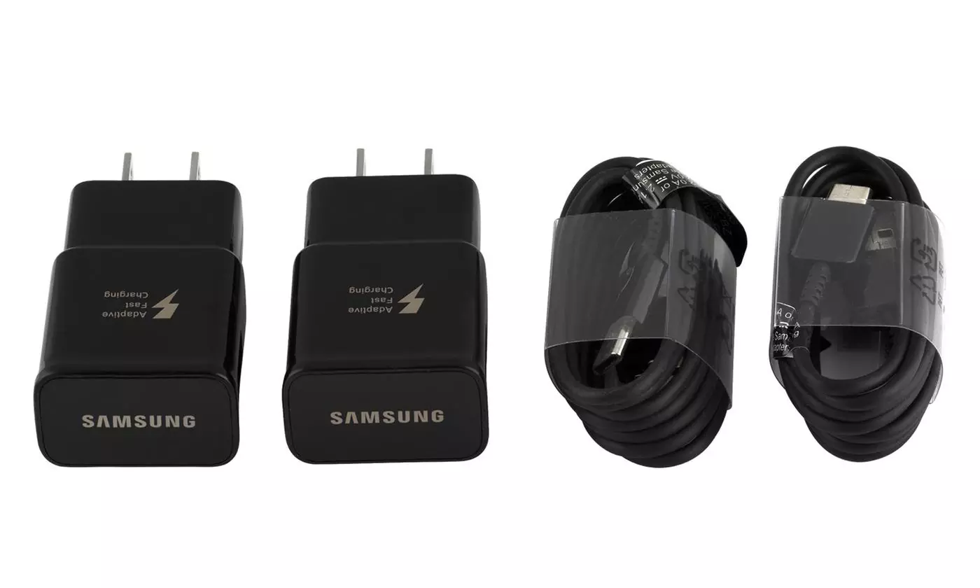 Samsung Fast Charger 2 Pack OEM with 2 USB C Type C Cables S8 S9 Plus Note 8/9
