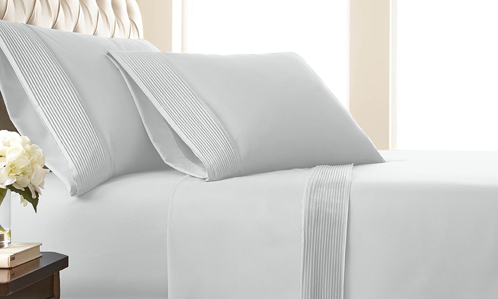 Premium Collection Double Brushed Extra Deep Pocket Pleated Sheet Set