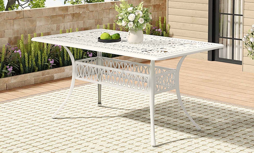 Image 6: Garden Outdoor Cast Aluminum Vintage Bistro Table 