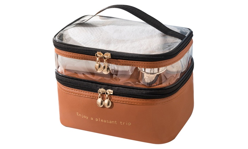 Image 12: Double Layer Makeup Organizer Bag